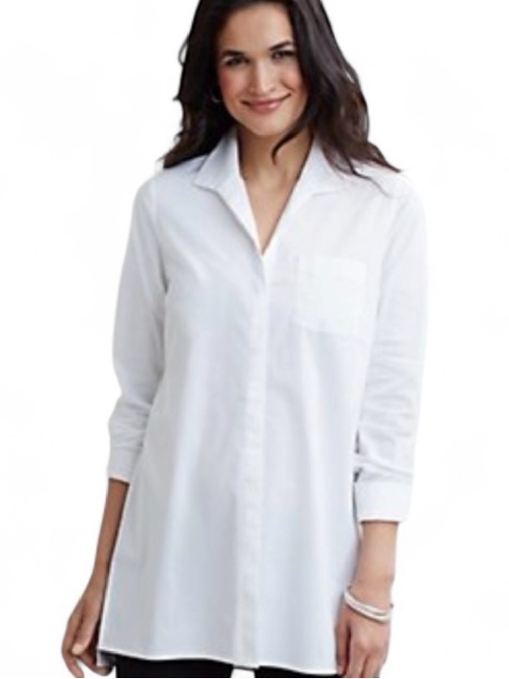 J.Jill Preppy White Shirt Collection Cotton Blend Button Down Shirt Size S